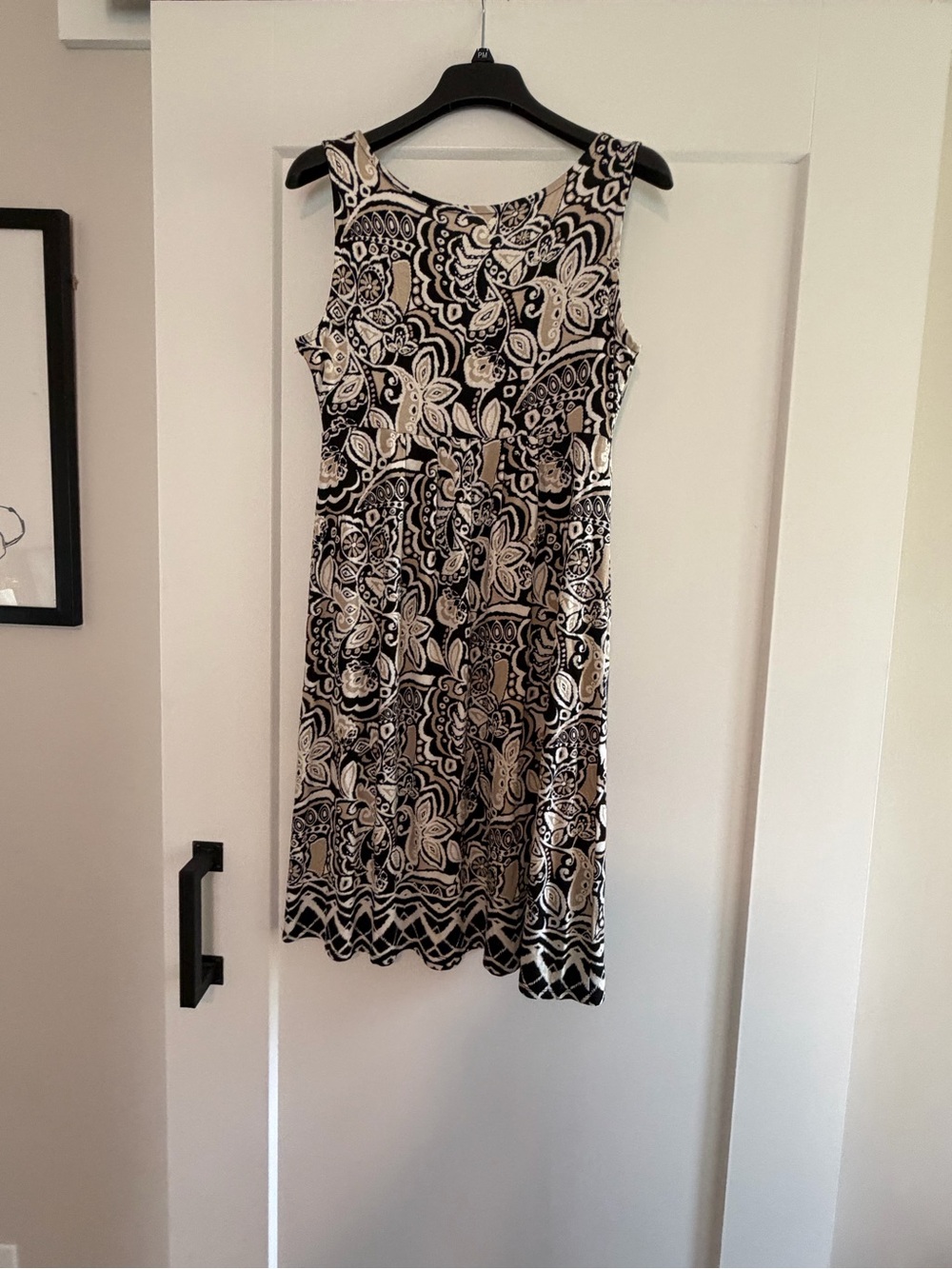 St. John's Bay Black & Beige Paisley V-Neck Mini Dress - Picture 4 of 4